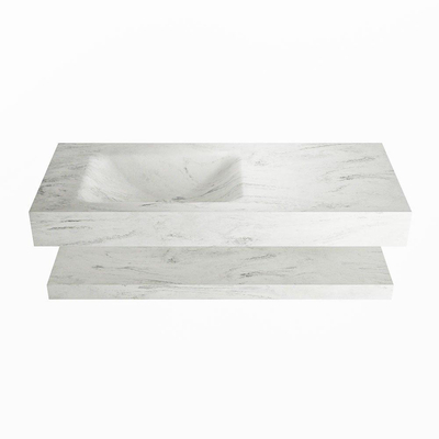 Mondiaz ALAN-DLUX Ensemble de meuble - 110cm - meuble Opalo mat - 0 tiroirs - Lavabo Cloud Opalo suspendu - vasque Gauche - 0 trous de robinet