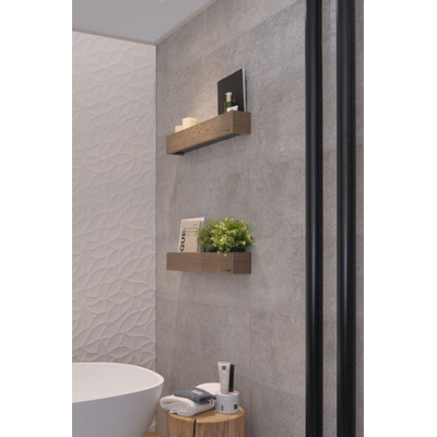 Looox Wood collection étagère BoX 30cm avec plaque de fond noir mat chêne noir mat