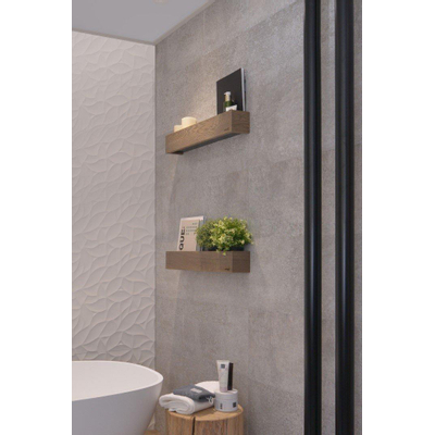 Looox Wooden Collection Rangement Salle de bains 120x10x10cm chêne noir avec fond noir mat