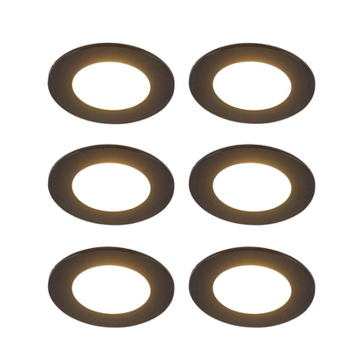 QAZQA Blanca Spot encastré - set de 6 - 9x9cm - LED incl. - 3 niveaux de gradation - IP44 - noir mat