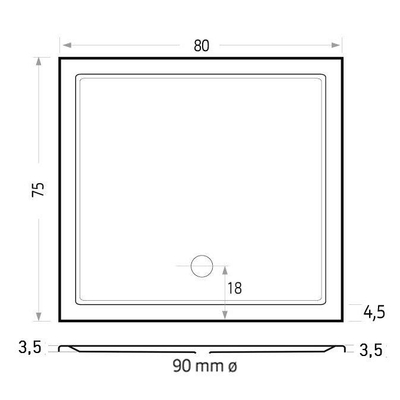 Xenz Mariana Receveur de douche - 80x75x7 - Acrylique - blanc