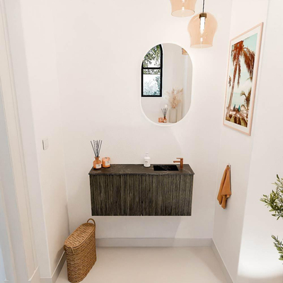 Mondiaz JOYA-DLUX 90cm toiletmeubel - kleur Shadow - Wastafel FAYE positie Rechts 1 kraangat kleur Lava.