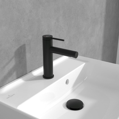 Villeroy & Boch Loop & Friends ensemble de robinet à une poignée avec bonde de vidage à tirette - noir mat