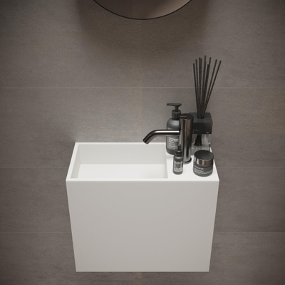 Ideavit Solidwash Wastafel 45x22x38cm rechthoek 1 kraangat 1 wasbak Solid surface wit