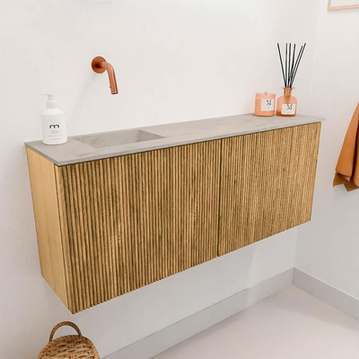 Mondiaz JOYA-DLUX 100cm toiletmeubel - kleur Oak - Wastafel FAYE positie Links Zonder kraangat kleur Opalo.