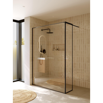 Riho Define inloopdouche - 140x200cm - l-vorm - helder glas met frame - 6mm - links - mat gunmetal