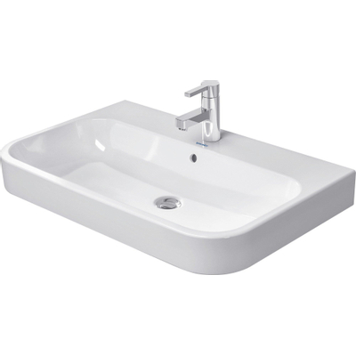 Duravit HappyD 2 lavabo pour meuble meulé avec trop-plein avec 1 trou de robinetterie 80x50,5cm avec WonderGliss blanc