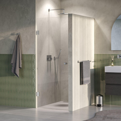 BRAUER Void Carving Nisdeur - 80x200cm - draaideur - glascoating - omkeerbaar - helder glas - Geborsteld RVS PVD