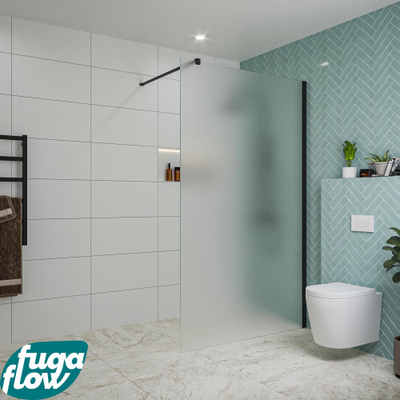 FugaFlow Eccelente Vetro Douche à l'italienne - 120x200cm - verre satiné - Noir mat