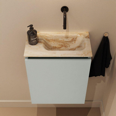 MONDIAZ TURE-DLUX Meuble toilette - 40cm - Greey - EDEN - vasque Frappe - position droite - sans trou de robinet