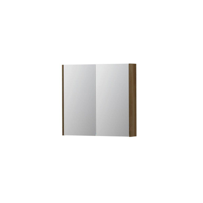 INK SPK2 Ash spiegelkast – 80x74x14 cm – 2 deuren, dubbelzijdige spiegeldeuren – Massief Eiken mat