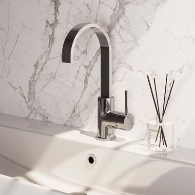 Brauer Chrome Edition Robinet lavabo rehaussé et bec rotatif avec poignée type S3 ColdStart Chrome poli