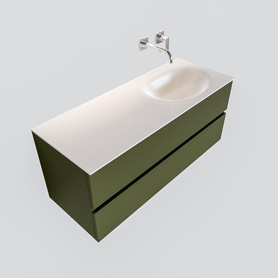 Mondiaz VICA Meuble Army avec 2 tiroirs 120x50x45cm vasque lavabo Moon droite sans trou de robinet