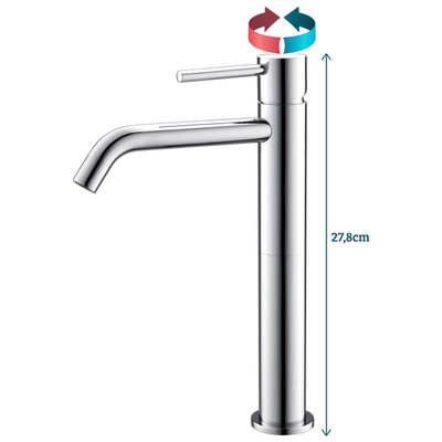 Wiesbaden Style XL wastafelkraan hoog chroom