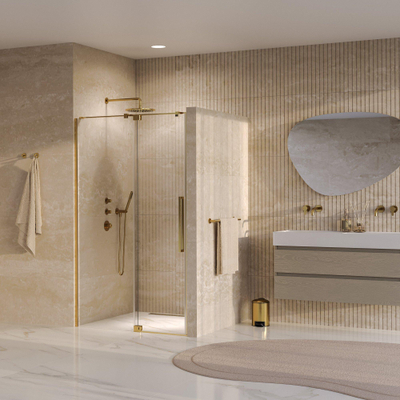 BRAUER Stellar Porte de niche - 2 pièces - 100x200cm - porte battante - revêtement verre - réversible - verre clair - Chrome