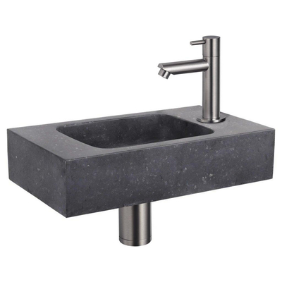 Fortifura Fuente fonteinset – rechthoekig – 40x22x9 cm – natuursteen zwart – kraan RVS