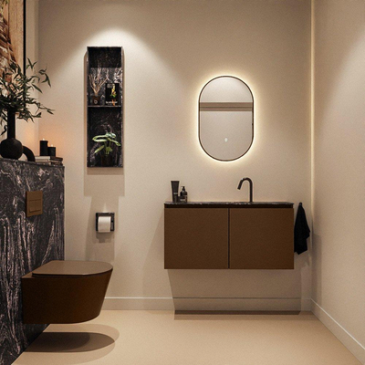 MONDIAZ TURE-DLUX 100cm toiletmeubel Rust. EDEN wastafel Lava positie midden. Met 1 kraangat.