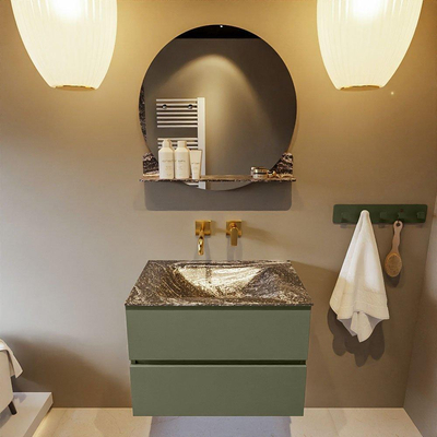 Mondiaz VICA-DLUX Ensemble de meuble de salle de bain - 70cm - meuble sous-vasque armée - 2 tiroirs - lavabo encastrée nuage milieu - sans trous de robinet - version haute de 60cm - lave