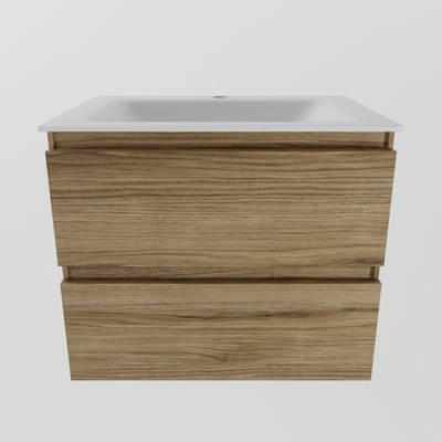 Mondiaz AIVY Ensemble de meuble - 60x45x50cm - 1 trou de robinet - 1 vasque Talc Solid surface - Centre - 2 tiroirs - avec miroir - Melamine Chai