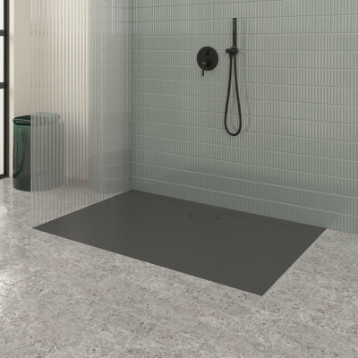Villeroy & Boch Ecora douchebak - 140x90x3.5cm - afvoer lange zijde - anthracite (antraciet)