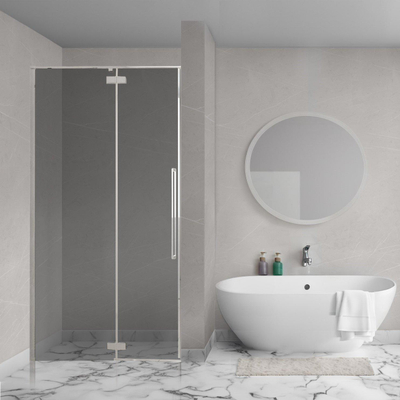 Aqua Vista Oria Linea nisdeur - 140x200cm - incl. montageset - rookglas - chroom