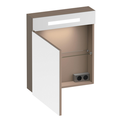 Miroir de toilette BRAUER Promise - 60x70x15cm -- avec éclairage 1 porte miroir ouvrant vers la gauche mat moka