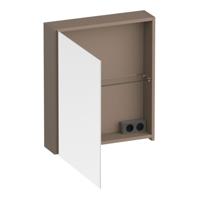 BRAUER Impress armoire de toilette - 60x70x15cm - sans éclairage - avec 1 porte miroir double face à ouverture vers la gauche - moka mat