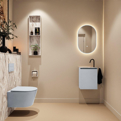 MONDIAZ TURE-DLUX 40cm toiletmeubel Clay. EDEN wastafel Glace positie links. Met 1 kraangat.