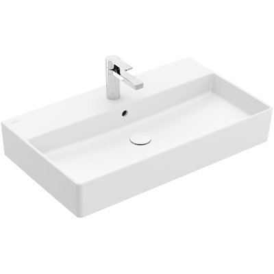 Villeroy & Boch memento 2.0 wastafel - voor handdoekhouders - 80x47cm - met overloop - 1 kraangat CeramicPlus - Stone White (mat wit)