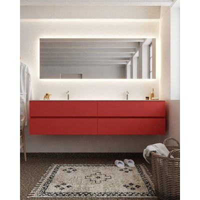 Mondiaz VICA ensemble de meuble de salle de bain - 200cm - meuble sous-vasque fire - 4 tiroirs - lavabo cloud double - 2 trous de robinet - version XL 60cm de haut