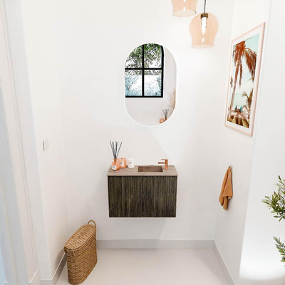 Mondiaz JOYA-DLUX 60cm toiletmeubel - kleur Shadow - Wastafel FAYE positie Rechts 1 kraangat kleur Arena.