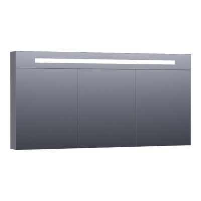 BRAUER Double Face Armoire toilette 140x70x15cm avec 3 porte et éclairage LED gris haute brillance