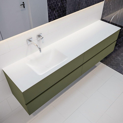 Mondiaz VICA ensemble de meuble de salle de bain - 200cm - meuble sous-vasque armée - 4 tiroirs - lavabo nuage gauche - sans trou de robinet - miroir LED - version XL 60cm de haut