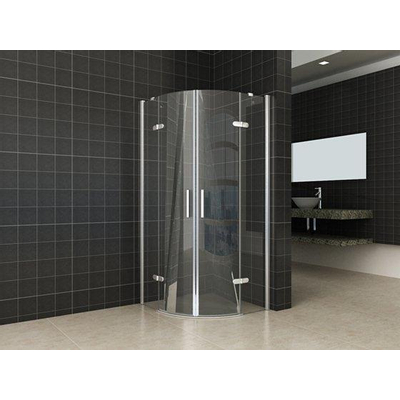 Wiesbaden Double Cabine kwartrond - met 2 draaideuren - 90x90x200cm - 8mm - nano helder glas - chroom