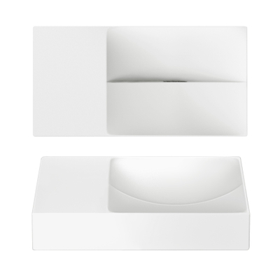 Clou Vale lavabos céramique lave-mains 38x19x7cm sans trou de robinet à gauche Blanc mat