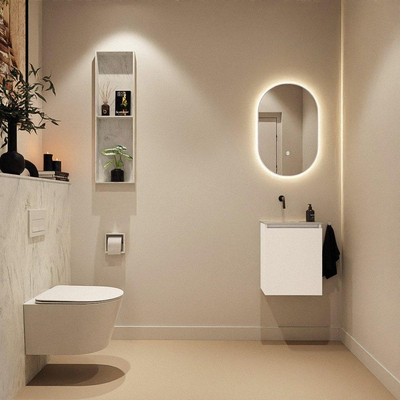 MONDIAZ TURE-DLUX 40cm toiletmeubel Talc. EDEN wastafel Opalo positie links. Zonder kraangat.