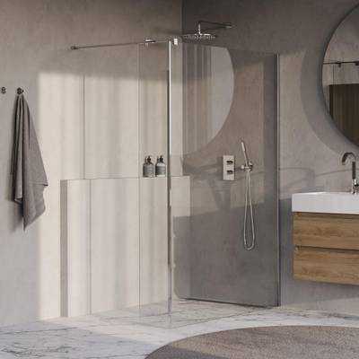 BRAUER Oblivion Inloopdouche - 130x200cm - 40cm zijwand - glascoating - helder glas - Chroom