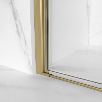 FugaFlow Eccelente Vetro Cabine de douche - 60x160x200 - Profil en verre de sécurité - anti-calcaire - Laiton brossé PVD (Or)