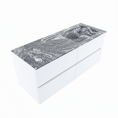 Mondiaz VICA-DLUX ensemble de meuble de salle de bain - 120cm - meuble sous lavabo talc - 4 tiroirs - lavabo encastrée cloud droite - 1 trou de robinet - version haute de 60cm - lave