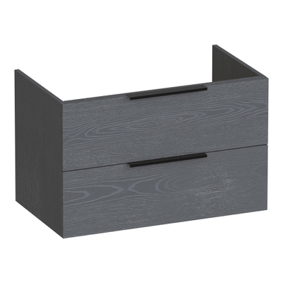 BRAUER Elevate wastafelonderkast 80 excl. opleggrepen 2 softclose lades en 1 sifon uitsparing - Timber Grey