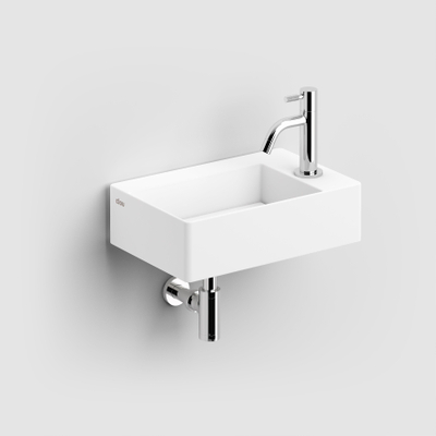 Clou Flush Lavabo compact - 35,5x24,5x10cm - avec plaque de vidage - avec bonde - trou de robinet pré-percé - blanc mat