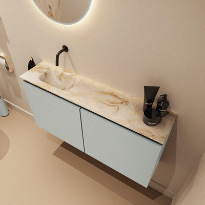 MONDIAZ TURE-DLUX 100cm toiletmeubel Greey. EDEN wastafel Frappe positie links. Zonder kraangat.