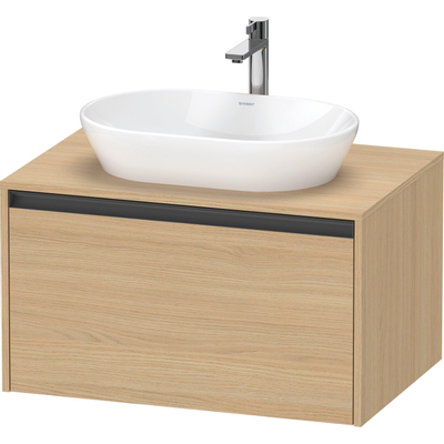 Duravit Ketho.2 Wastafelonderbouwkast - inclusief consoleplaat - met 1 lade - 80x55x45.9cm - met handgreep antraciet - natuur eiken mat