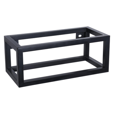Differnz Ravo kit lave-mains - 38.5x18.5x25cm - Rectangulaire - 1 trou de robinet - robinet en cuivre rose courbé - avec cadre noir - béton gris clair
