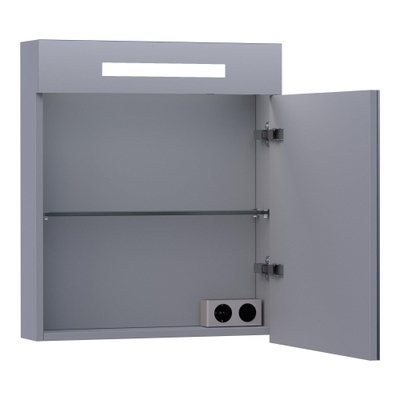 BRAUER 2.0 Armoire de toilette 59x70x15cm éclairage intégré rectangulaire 1 porte pivotante MDF Gris mat