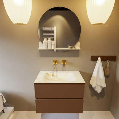 Mondiaz VICA-DLUX Ensemble de meubles de salle de bains - 70cm - rustique - 2 tiroirs - Lavabo encastré CLOUD - central - sans trou de robinet - couleur Frappe - version XL 60cm de hauteur