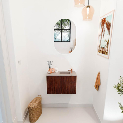 Mondiaz JOYA-DLUX 60cm toiletmeubel - kleur Ruby - Wastafel FAYE positie Rechts 1 kraangat kleur Saba.