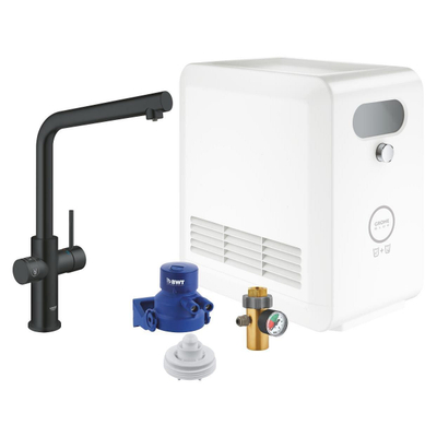 Grohe Blue Professional Keukenkraan - L-uitloop - 1-gats - filterfunctie - plat licht of bruisend water - velvet zwart