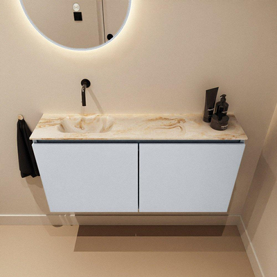 MONDIAZ TURE-DLUX Meuble toilette - 100cm - Clay - EDEN - vasque Frappe - position gauche - sans trou de robinet
