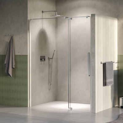 BRAUER Stellar Porte de niche - 2 pièces - 140x200cm - porte battante - revêtement de verre - réversible - verre clair - Acier inoxydable brossé PVD